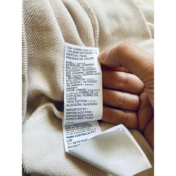 Puma Beige Pink Purple Logo Pullover Hoodie Sz L - Picture 6 of 7